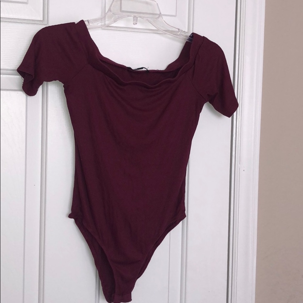 Off the shoulder Burgundy bodysuit